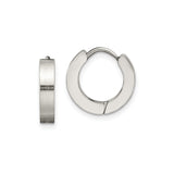 Stainless Steel Hoop Earrings, Brushed and Polished Finish, Hinged Minimalist Style for Men