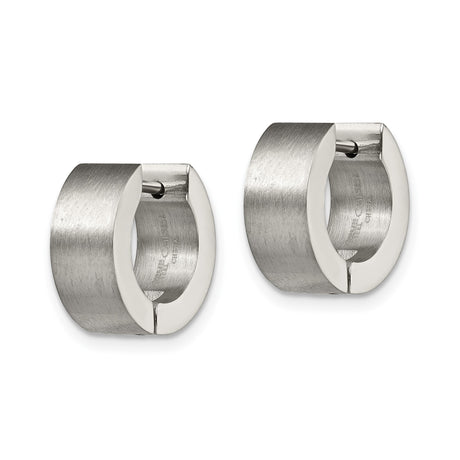 Stainless Steel Hinged Hoop Earring with Brushed Finish and Polished Edge for Men and Unisex