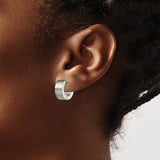 Stainless Steel Hinged Hoop Earring with Brushed Finish and Polished Edge for Men and Unisex
