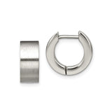 Stainless Steel Hinged Hoop Earring with Brushed Finish and Polished Edge for Men and Unisex