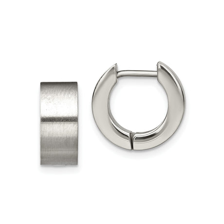 Stainless Steel Hinged Hoop Earring with Brushed Finish and Polished Edge for Men and Unisex