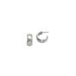 Stainless Steel Hoop Earrings with Cubic Zirconia Accent, Brushed Finish, Hypoallergenic for Women