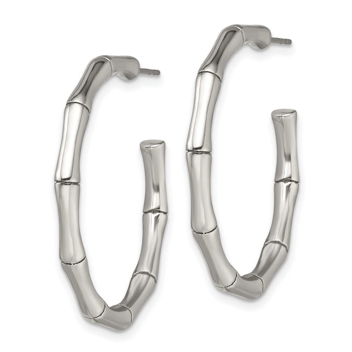 Stainless Steel Hoop Earrings, Bamboo-Inspired Lightweight Design, Hypoallergenic Jewelry