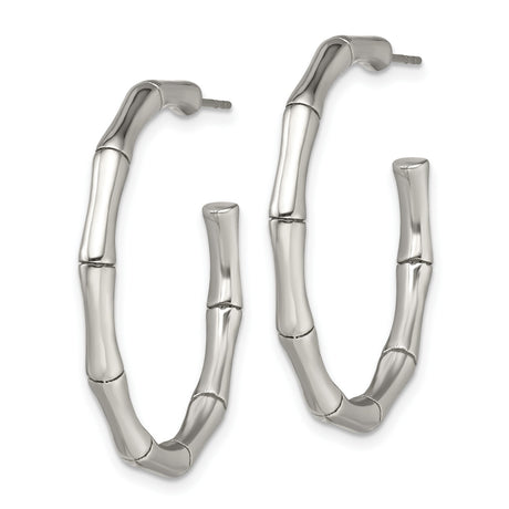 Stainless Steel Hoop Earrings, Bamboo-Inspired Lightweight Design, Hypoallergenic Jewelry