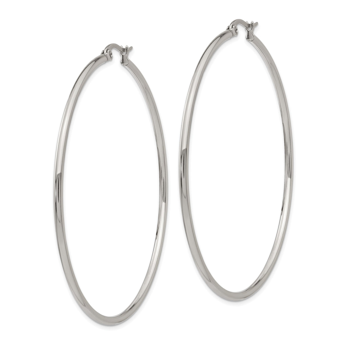 316 Stainless Steel Hoop Earrings, 60mm Thin Polished Modern Minimalist Design