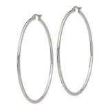 316 Stainless Steel Hoop Earrings, 60mm Thin Polished Modern Minimalist Design