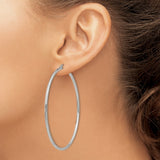 316 Stainless Steel Hoop Earrings, 60mm Thin Polished Modern Minimalist Design