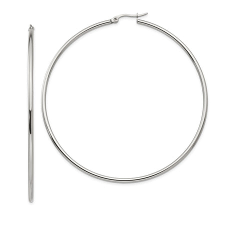 Stainless Steel Hoop Earrings, Large Round Lightweight Design, Hypoallergenic Minimalist Style