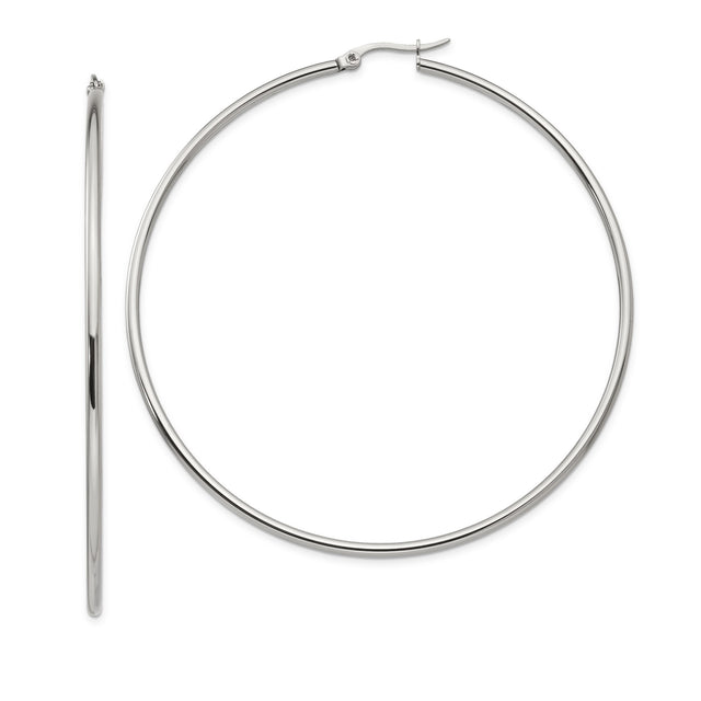 Stainless Steel Hoop Earrings, Large Round Lightweight Design, Hypoallergenic Minimalist Style