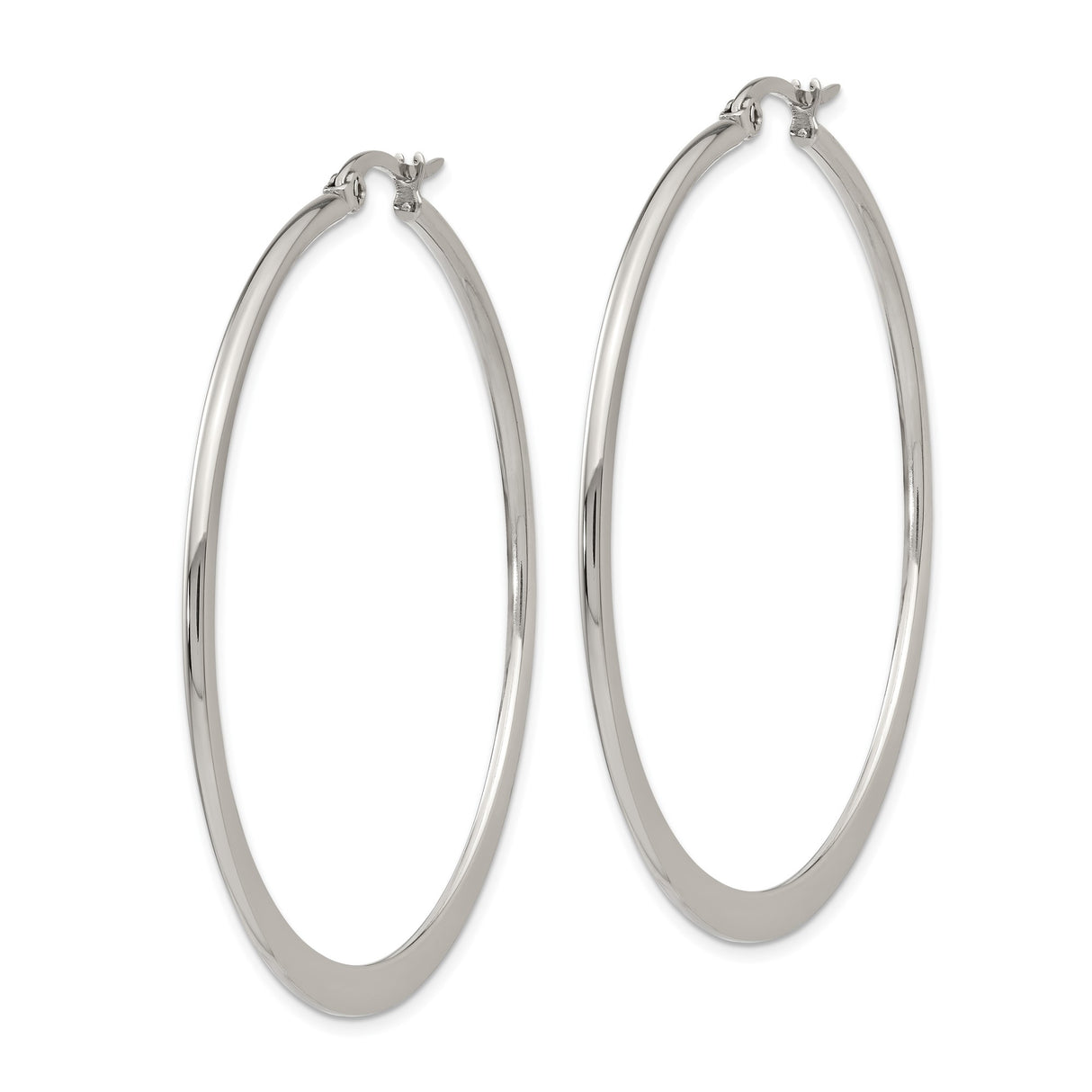 Stainless Steel Hoop Earrings, Classic Round Polished Lightweight Design for Women