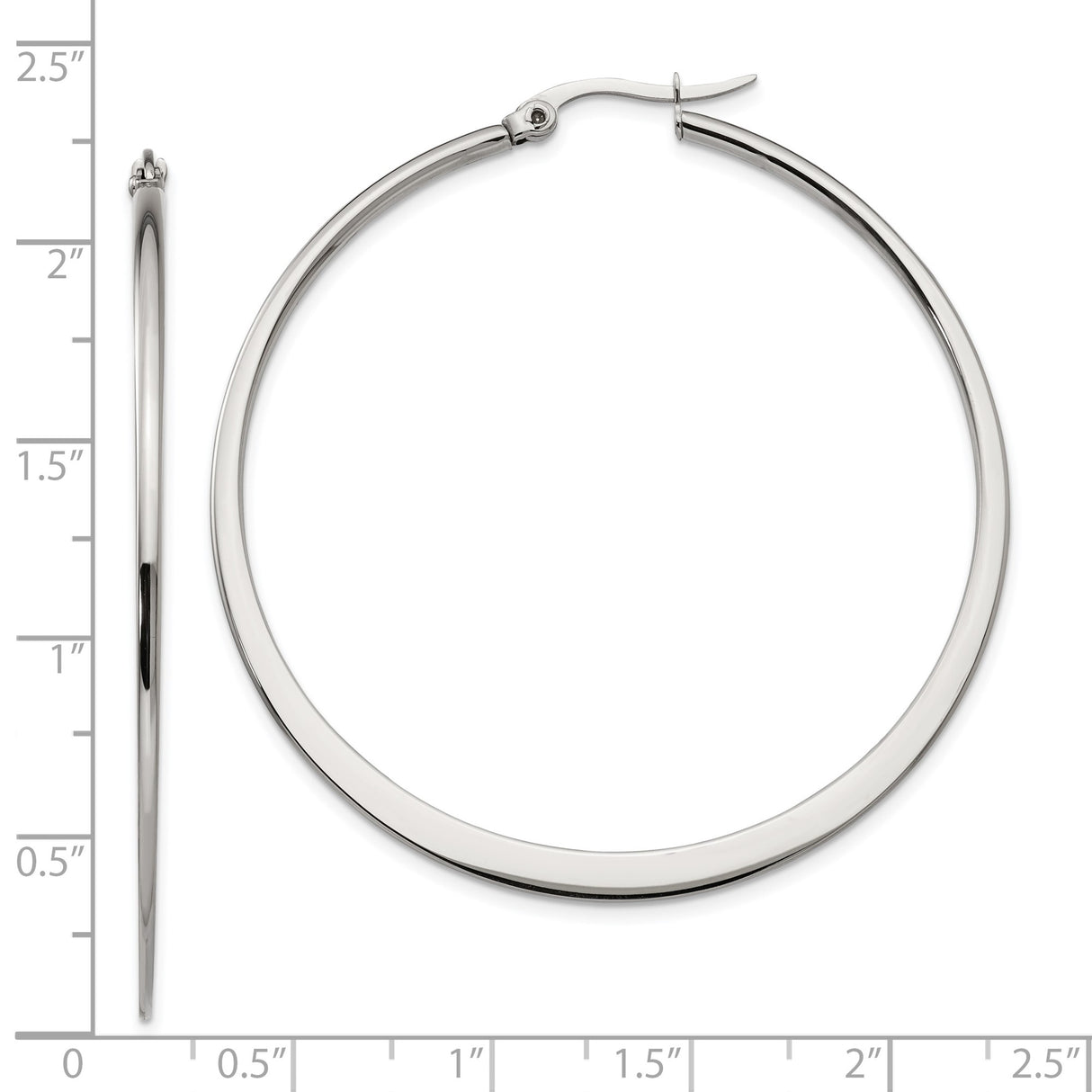 Stainless Steel Hoop Earrings, Classic Round Polished Lightweight Design for Women