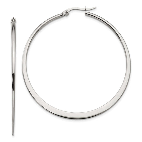 Stainless Steel Hoop Earrings, Classic Round Polished Lightweight Design for Women