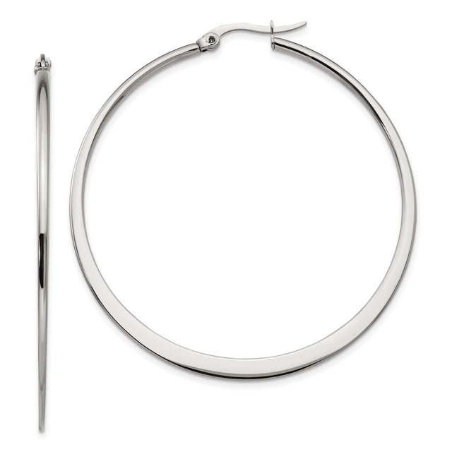 Stainless Steel Hoop Earrings, Classic Round Polished Lightweight Design for Women