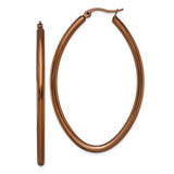 Stainless Steel Rose Gold-Tone Oval Hoop Earrings, Sleek Minimalist Design for Women