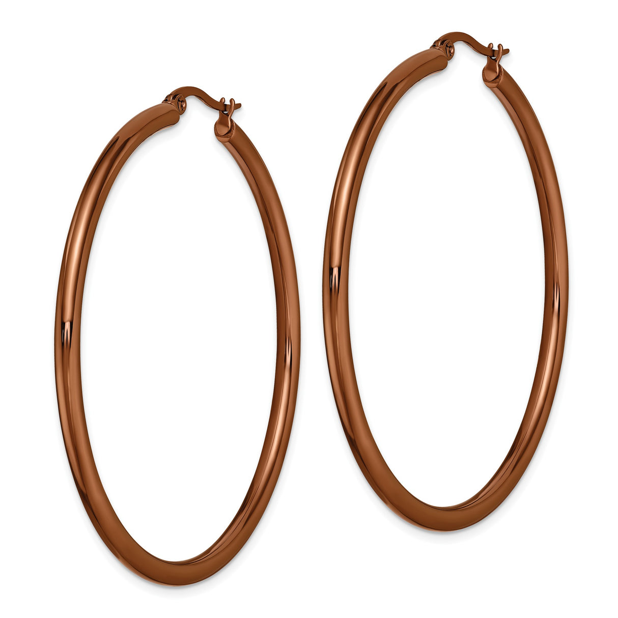 Stainless Steel Hoop Earrings, Rose Gold Tone, Polished Finish, Minimalist Modern Design