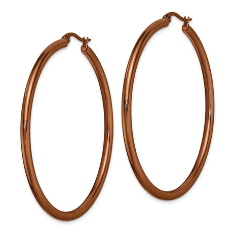 Stainless Steel Hoop Earrings, Rose Gold Tone, Polished Finish, Minimalist Modern Design