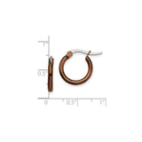 Stainless Steel Hoop Earrings, Brown Ion Plated Round Design, Unisex Minimalist Style