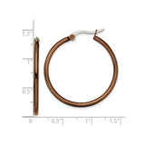 316 Stainless Steel Hoop Earrings, Polished Brown Finish, Minimalist Contemporary Style