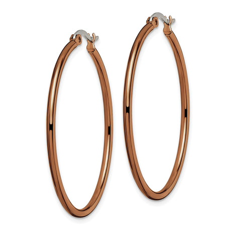 316 Stainless Steel Hoop Earrings, Polished Brown Tone, Minimalist Lightweight Design for Women