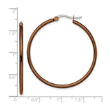 316 Stainless Steel Hoop Earrings, Polished Brown Tone, Minimalist Lightweight Design for Women