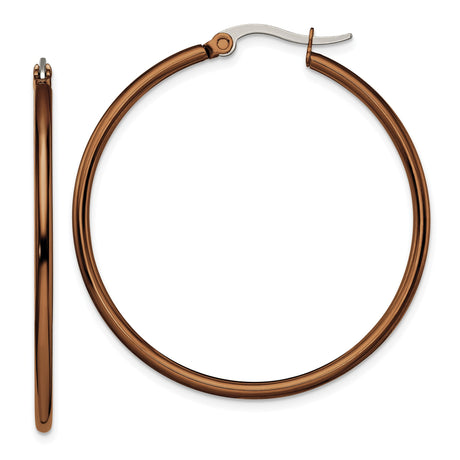 316 Stainless Steel Hoop Earrings, Polished Brown Tone, Minimalist Lightweight Design for Women