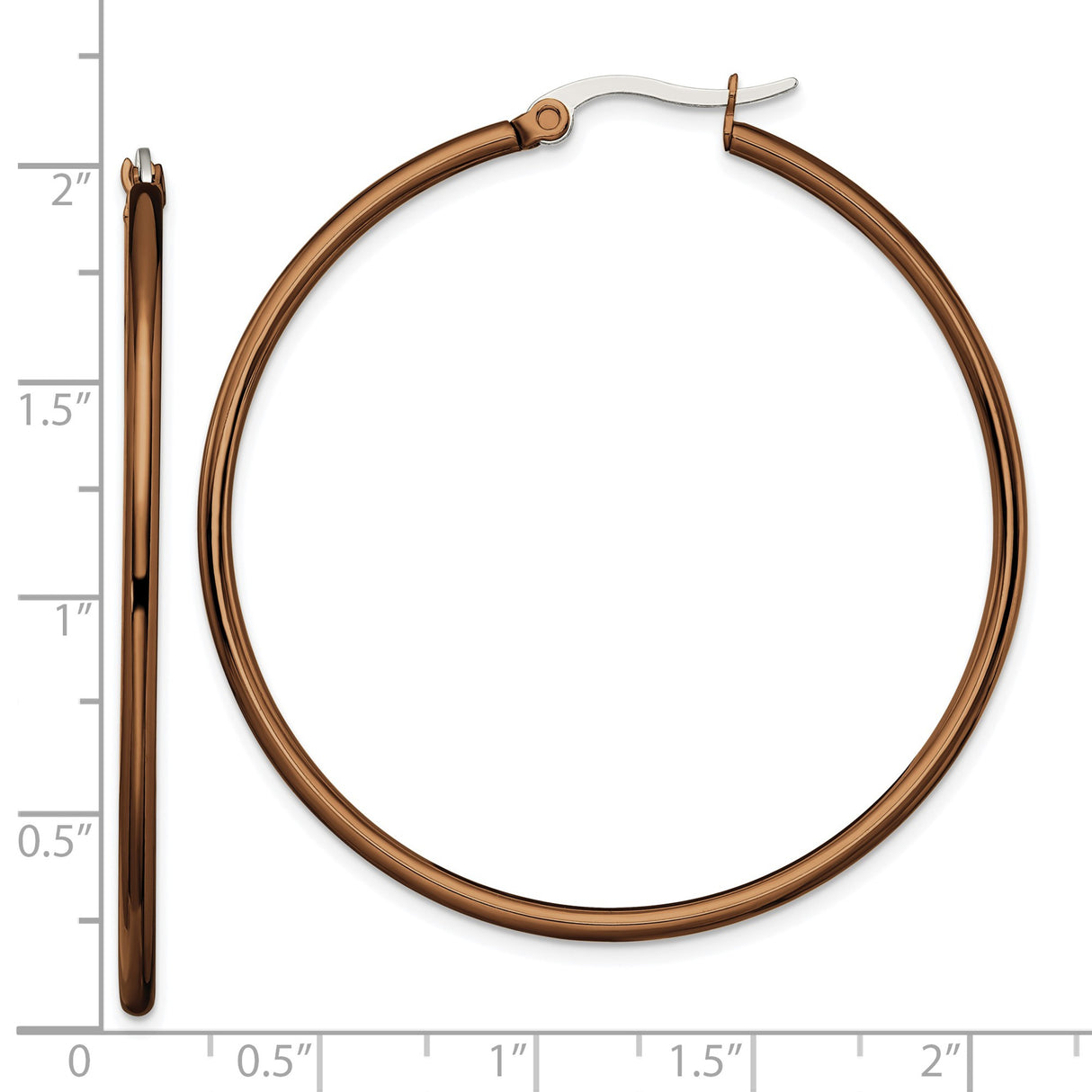 Stainless Steel Hoop Earrings, Rose Gold-Tone Polished Finish, Minimalist Round Design for Women