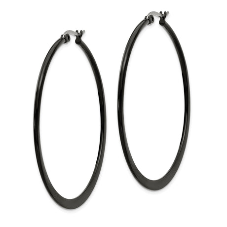 Stainless Steel Hoop Earrings, Black Matte Finish, Sleek Minimalist Modern Style for Women