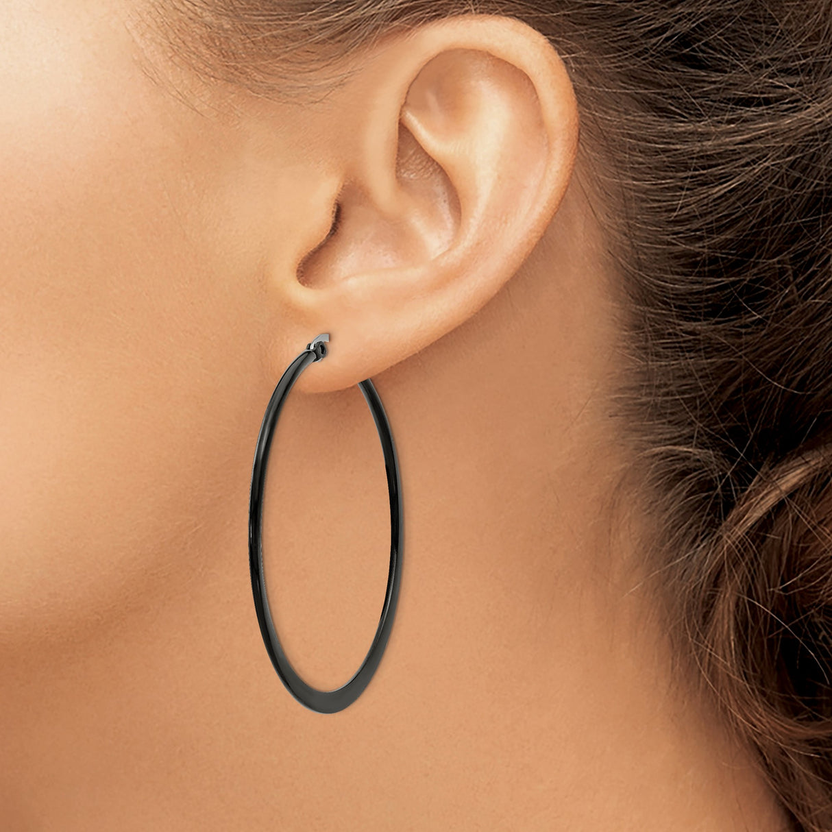 Stainless Steel Hoop Earrings, Black Matte Finish, Sleek Minimalist Modern Style for Women