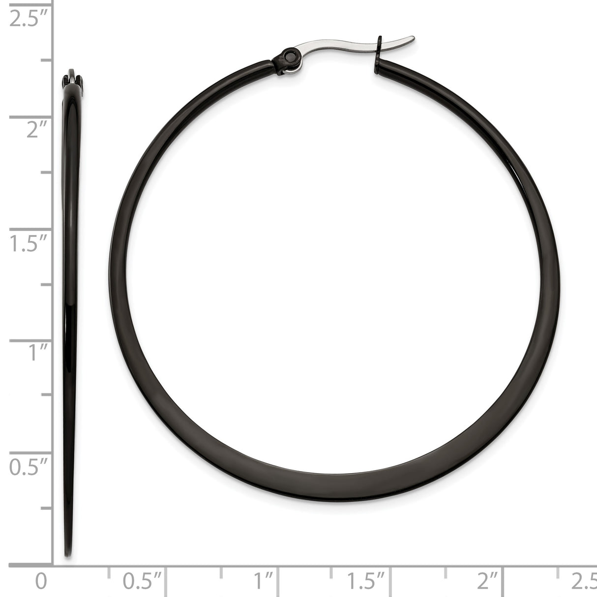 Stainless Steel Hoop Earrings, Black Matte Finish, Sleek Minimalist Modern Style for Women
