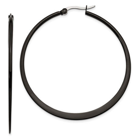 Stainless Steel Hoop Earrings, Black Matte Finish, Sleek Minimalist Modern Style for Women