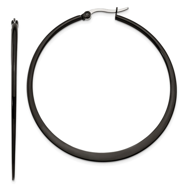 Stainless Steel Hoop Earrings, Black Matte Finish, Sleek Minimalist Modern Style for Women