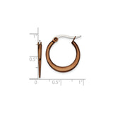 Stainless Steel Hoop Earring with Brown Polished Finish and Tapered Edge Design