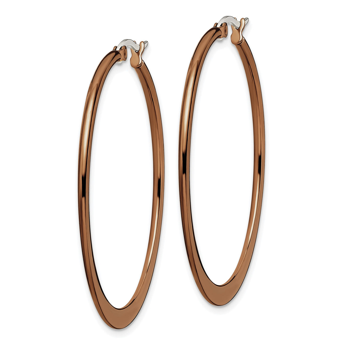 Stainless Steel Hoop Earrings, Rose Gold Tone, Modern Minimalist Style, Lightweight Medium Size