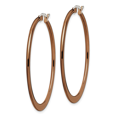 Stainless Steel Hoop Earrings, Rose Gold Tone, Modern Minimalist Style, Lightweight Medium Size