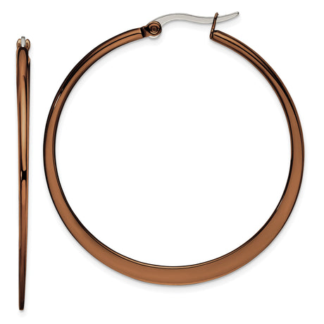 Stainless Steel Hoop Earrings, Rose Gold Tone, Modern Minimalist Style, Lightweight Medium Size