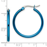 316 Stainless Steel Hoop Earrings, Blue Polished Finish, Minimalist Style for Men and Women