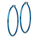Stainless Steel Hoop Earrings, Blue Accents, Sleek Minimalist Lightweight Design for Women