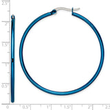 Stainless Steel Hoop Earrings, Blue Accents, Sleek Minimalist Lightweight Design for Women