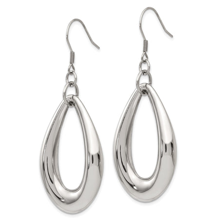 Stainless Steel Teardrop Dangle Earrings with High-Polish Finish, Lightweight Minimalist Design