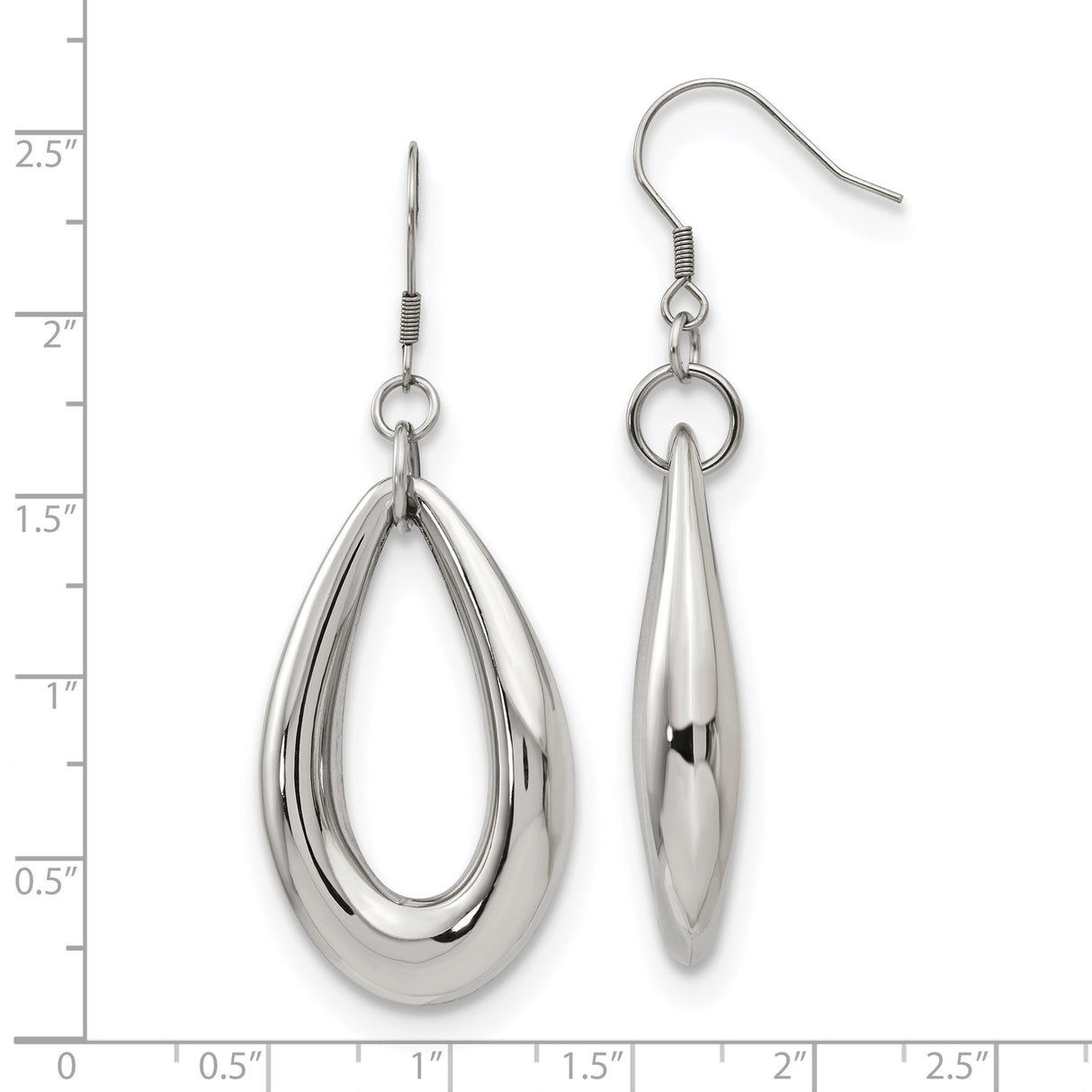 Stainless Steel Teardrop Dangle Earrings with High-Polish Finish, Lightweight Minimalist Design