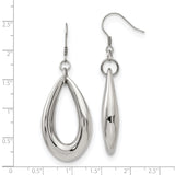 Stainless Steel Teardrop Dangle Earrings with High-Polish Finish, Lightweight Minimalist Design