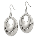 Stainless Steel Dangle Earrings with Circular Cutout Design, Polished Minimalist Style