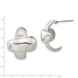 Stainless Steel Hoop Earrings, Polished Finish, Textured Dome, Modern Minimalist Style