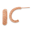 Stainless Steel Twist Hoop Earrings with Rose Gold-Tone Textured Rope Design for Women