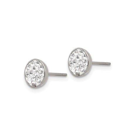 Stainless Steel Stud Earrings with Clear Crystal Accents in Clustered Pave Setting
