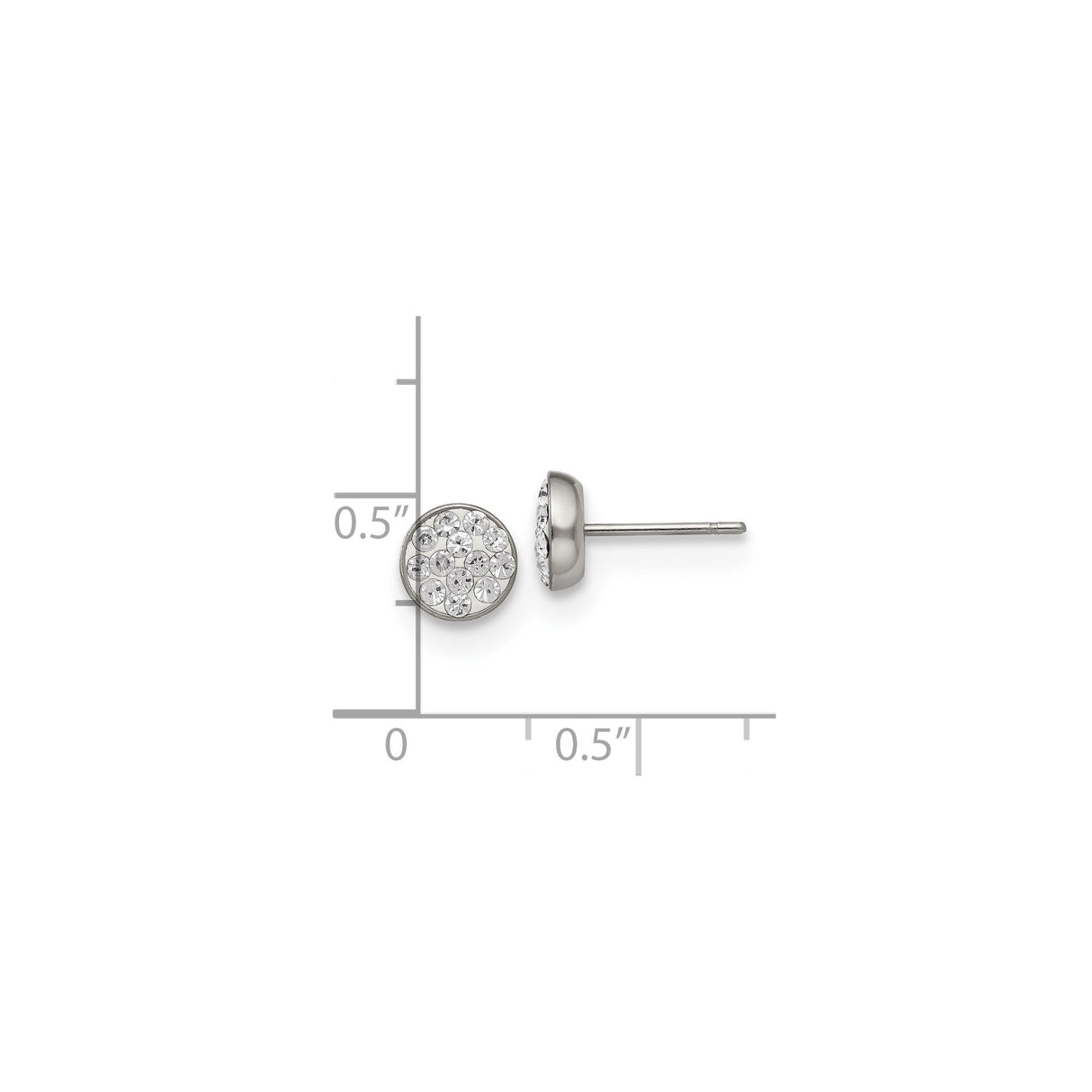 Stainless Steel Stud Earrings with Clear Crystal Accents in Clustered Pave Setting