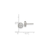 Stainless Steel Stud Earrings with Clear Crystal Accents in Clustered Pave Setting