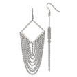 Stainless Steel Dangle Earrings with Long Geometric Diamond Frame and Chain Fringe Design