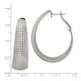 Stainless Steel Hoop Earrings with Textured Mesh Detail and High Polish Finish