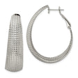 Stainless Steel Hoop Earrings with Textured Mesh Detail and High Polish Finish